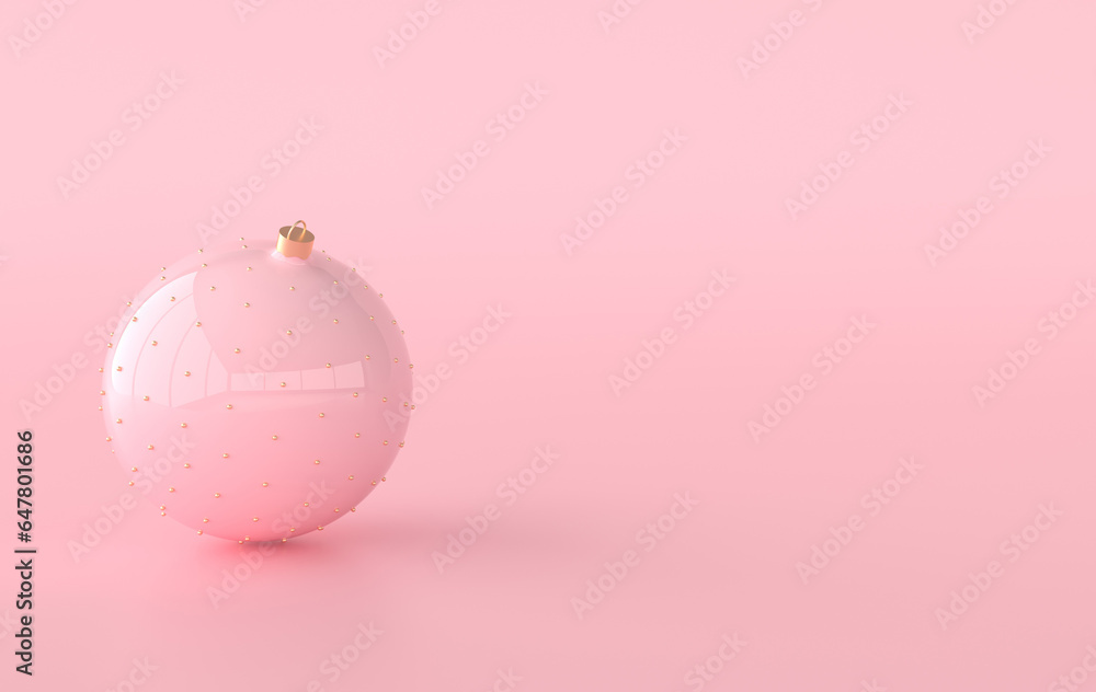 3d rendering Christmas balls. Winter New Year holiday ornaments on pink background 3d rendering Christmas balls. Winter New Year holiday ornaments on pink background