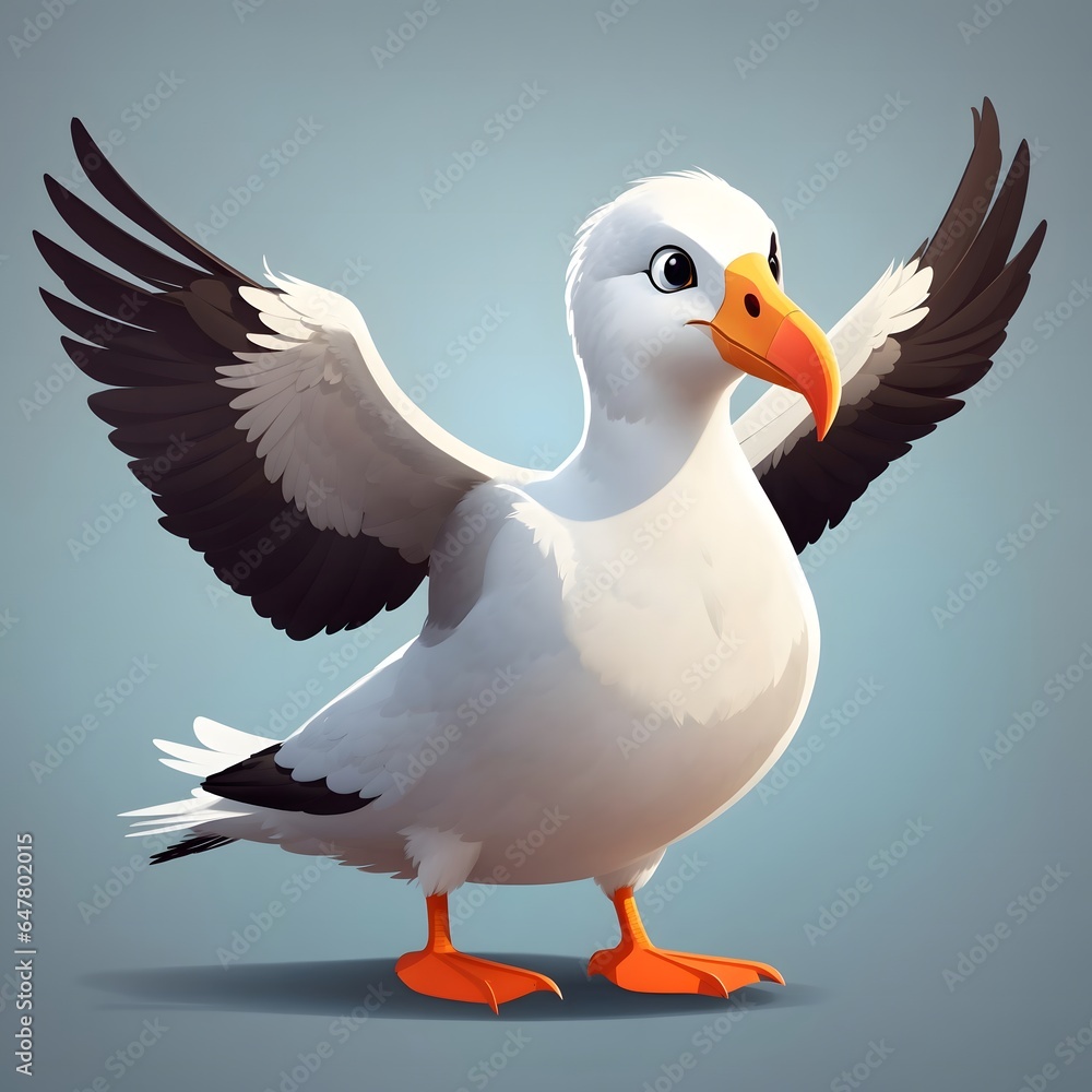 Obraz premium Albatross Wingspan Illustration Bird Photography Oceanic Albatross Isolated Plain Background AI Generative