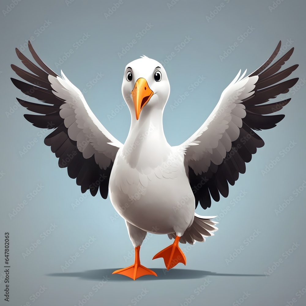 Fototapeta premium Albatross Wingspan Illustration Bird Photography Oceanic Albatross Isolated Plain Background AI Generative