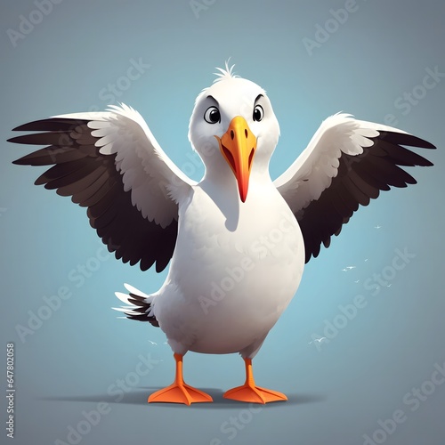 Albatross Wingspan Illustration Bird Photography Oceanic Albatross Isolated Plain Background AI Generative