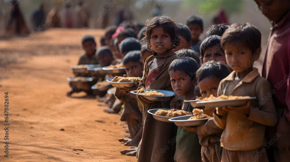 malnutrition children asking food