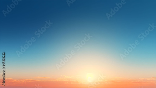 Simple sky gradient background, low sun, orange and blue gradient sunny day with no clouds, bright light, blue sky with fair weather, daylight © Ncorp