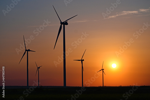 Wind Power Plant Sunset