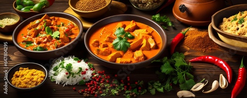 Traditional curry and ingredients, Generative AI