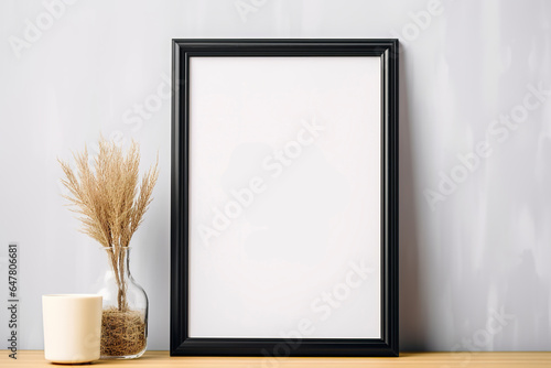 Stylish frame mockup for creative design. White frame mockup in high quality with copy space. Graphic resource for mockup.