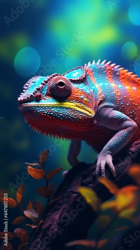 chameleon background and copy space  generative ai