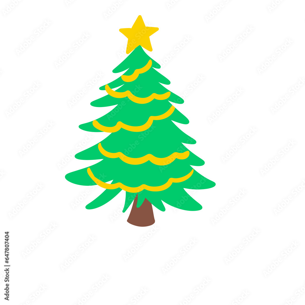 Obraz premium Green christmas tree, illustration