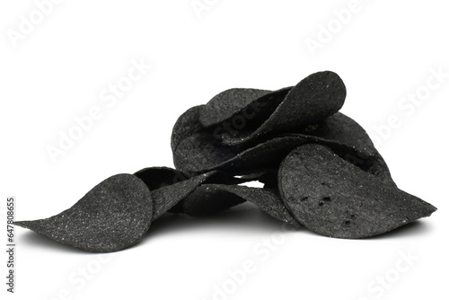Black potato chips with charcoal, balsamic vinegar