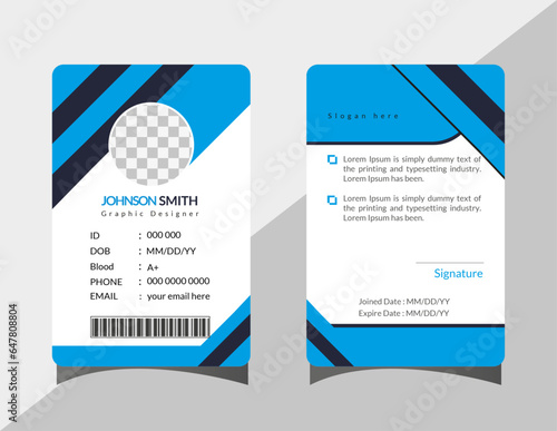 corporate Modern and simple business office id card design.