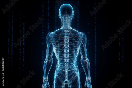 3d render of a male medical figure with spine high