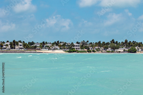 View of the city of Key West, Florida. Urban landscape. Tourism. Travel. City seen from the sea.