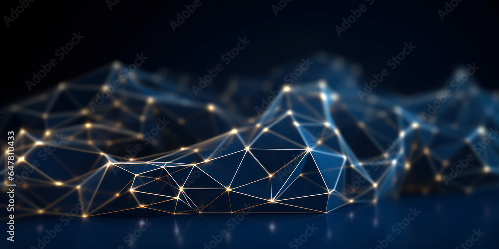Obraz premium Abstract polygonal space low poly dark background with connecting dots and lines 