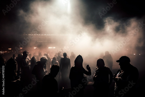 eople at concert with smoke overlay texture