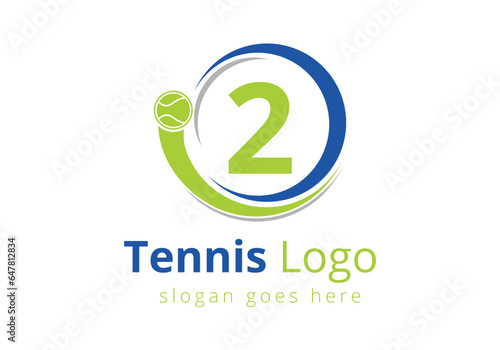 Letter 2 Tennis Logo Design Vector Template. Tennis Sports Logotype Design Symbol