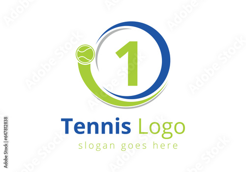 Letter 1 Tennis Logo Design Vector Template. Tennis Sports Logotype Design Symbol