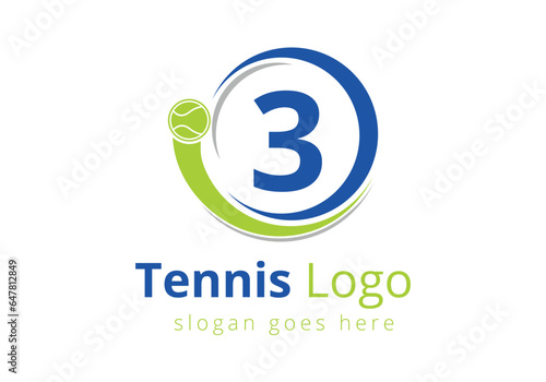 Letter 3 Tennis Logo Design Vector Template. Tennis Sports Logotype Design Symbol