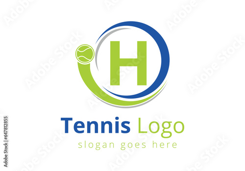 Letter H Tennis Logo Design Vector Template. Tennis Sports Logotype Design Symbol