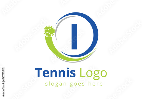 Letter I Tennis Logo Design Vector Template. Tennis Sports Logotype Design Symbol