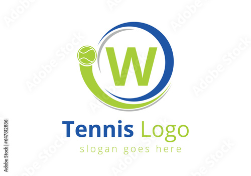 Letter W Tennis Logo Design Vector Template. Tennis Sports Logotype Design Symbol