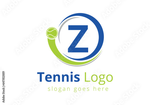 Letter Z Tennis Logo Design Vector Template. Tennis Sports Logotype Design Symbol