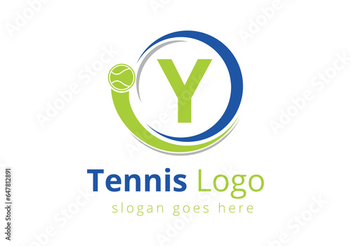 Letter Y Tennis Logo Design Vector Template. Tennis Sports Logotype Design Symbol