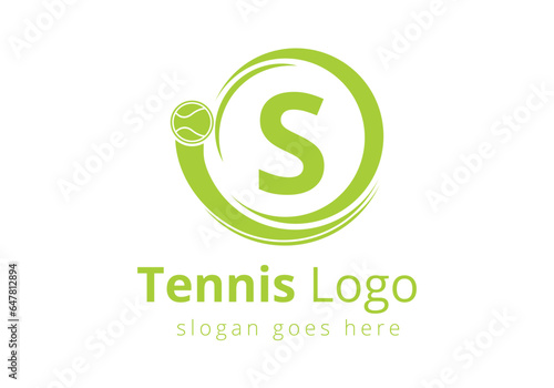 Letter S Tennis Logo Design Vector Template. Tennis Sports Logotype Design Symbol