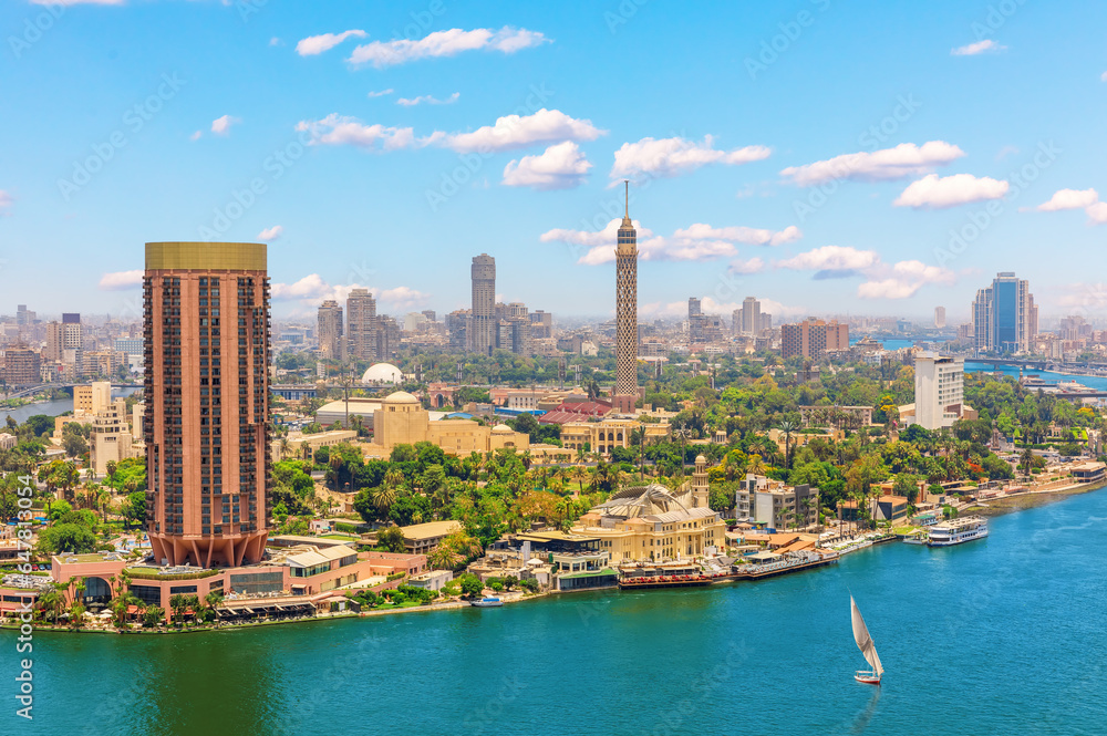 Unique picture of Gezira island, one of the most famous districts in Cairo, Egypt