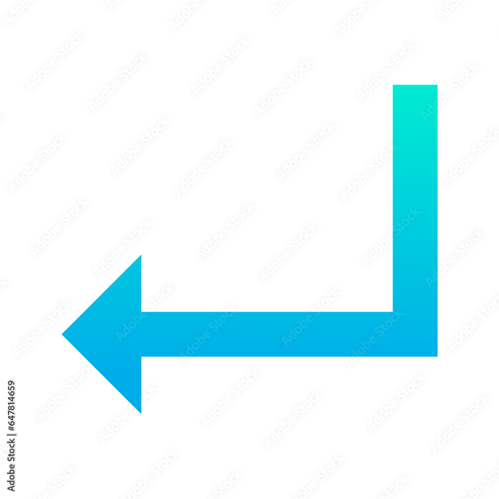 Outline gradient Turn Down Left arrow icon Outline gradient Turn Down Left arrow icon