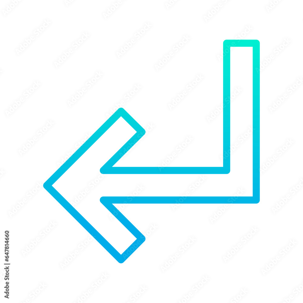 Outline gradient Turn Down Left arrow icon Outline gradient Turn Down Left arrow icon