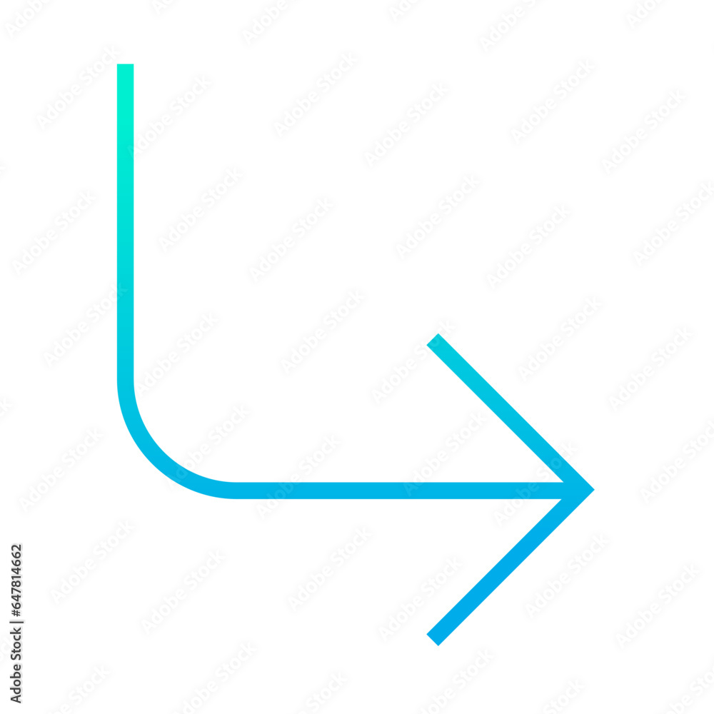 Outline gradient Turn Down Right arrow icon Outline gradient Turn Down Right arrow icon