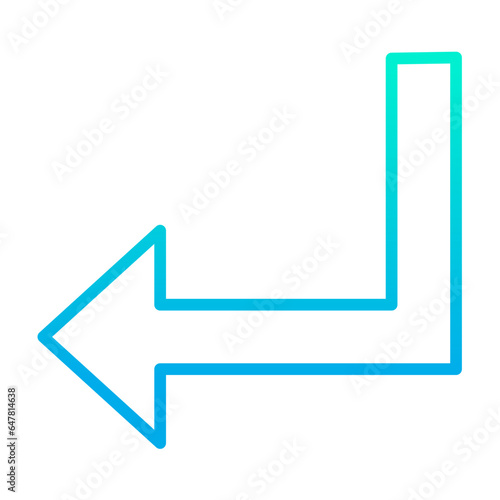Outline gradient Turn Down Left arrow icon