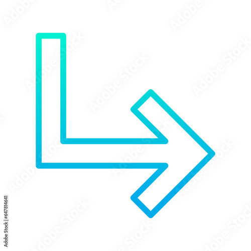 Outline gradient Turn Down Right arrow icon