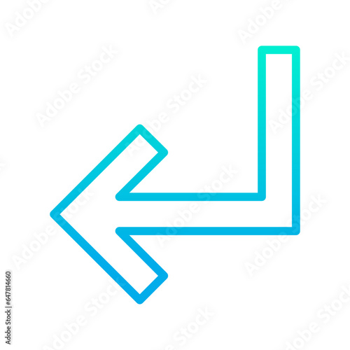 Outline gradient Turn Down Left arrow icon