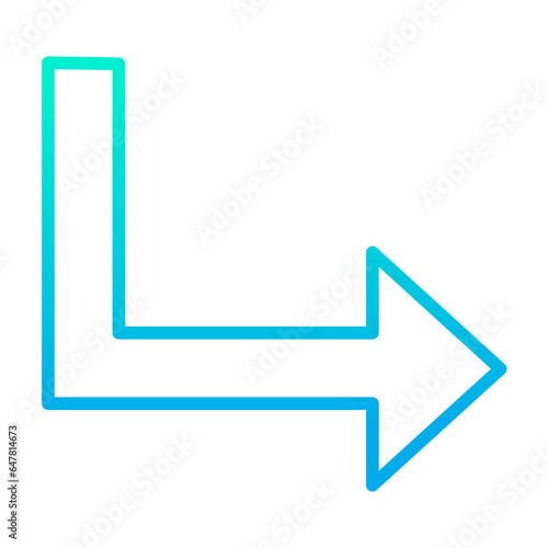 Outline gradient Turn Down Right arrow icon