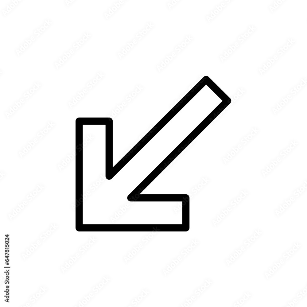Outline lower left arrow icon Outline lower left arrow icon