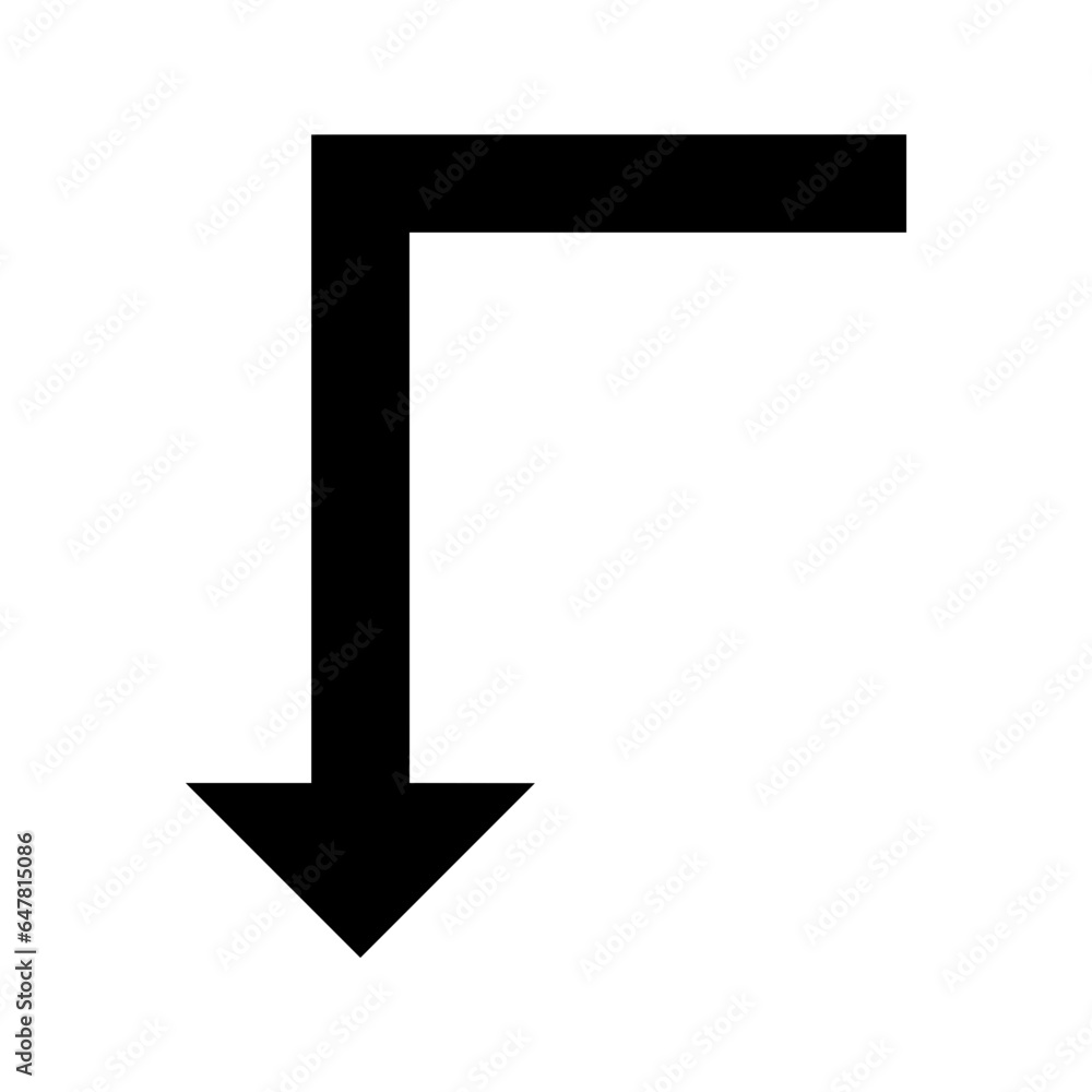 Outline Turn left down arrow icon - obrazy, fototapety, plakaty 