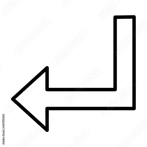 Outline Turn Down Left arrow icon