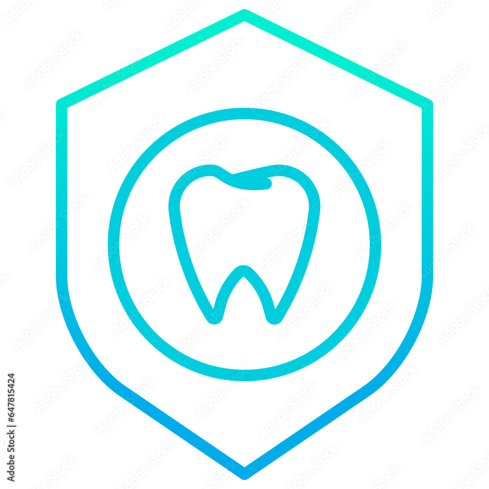 Outline gradient dental protection shield icon Outline gradient dental protection shield icon