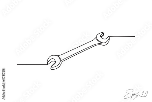 wrench continuous line art drawing