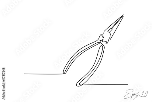 pliers continuous line art drawing