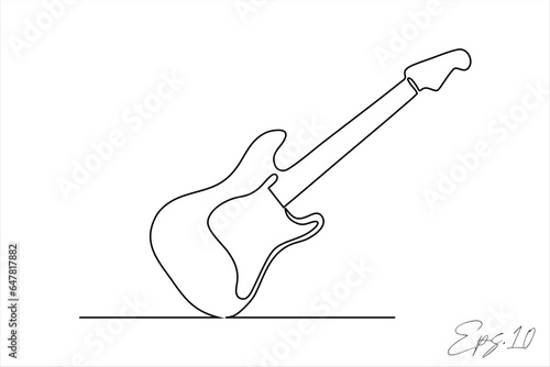 Acoustic guitar continuous line art drawing