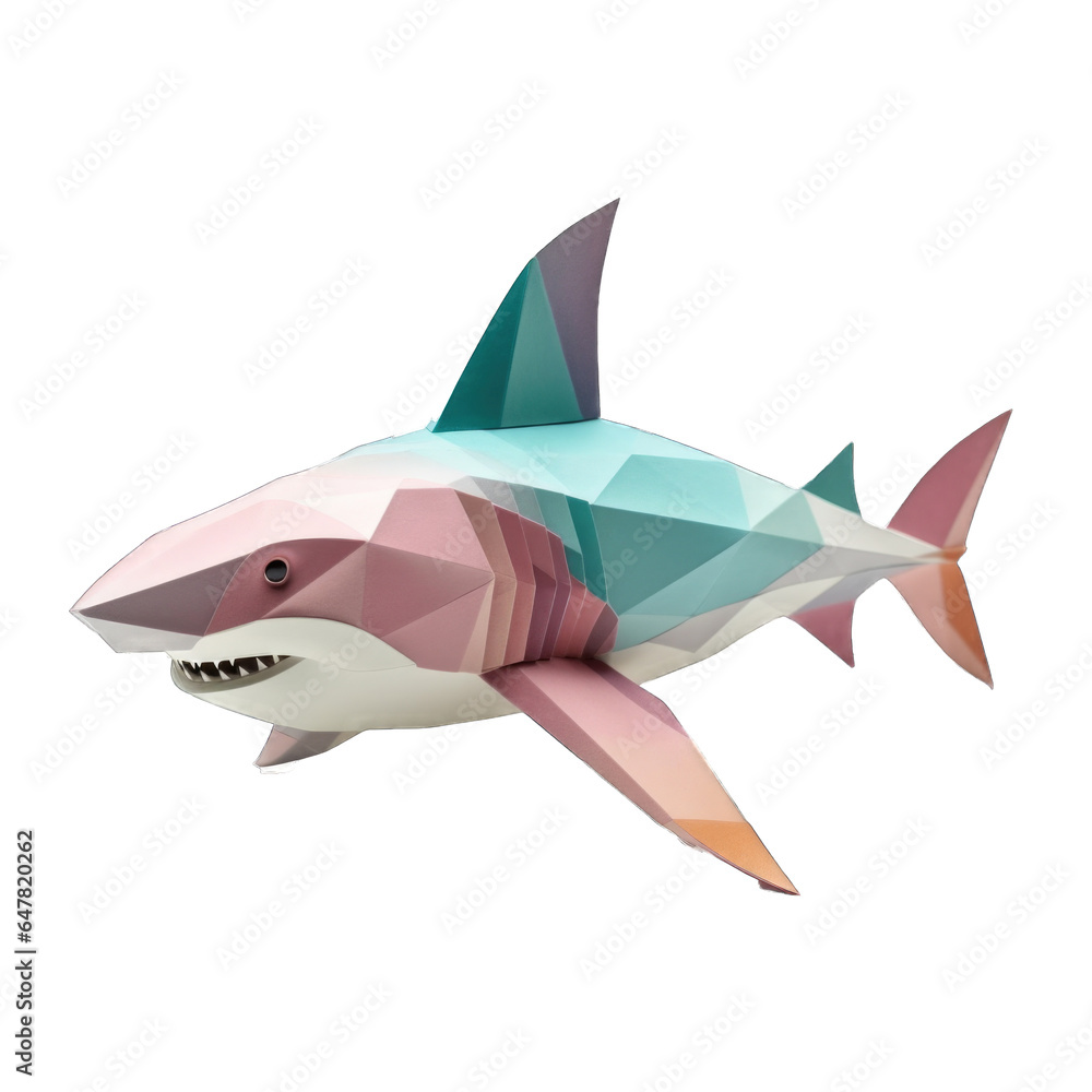 Obraz premium Origami Shark isolated on transparent background