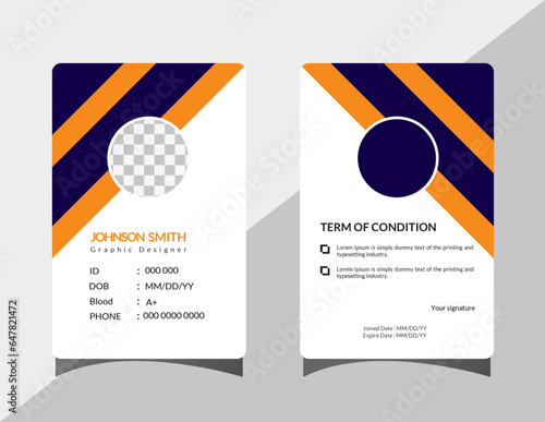 Corporate Modern and simple business office id card design, Professional Identity Card Template Vector for Employee and Others.
