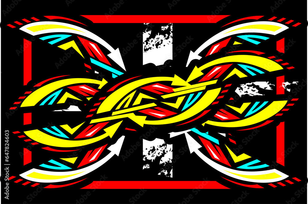 vector abstract racing background design with a unique pattern of complicated lines and a combination of bright colors such as pink, white, red on a black background, suitable for your racing design a
