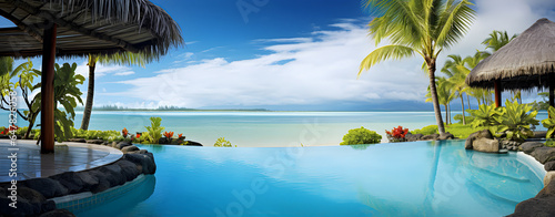 Luxury Tropical Vacation. Spa pool, to the island.  © lutsenko_k_