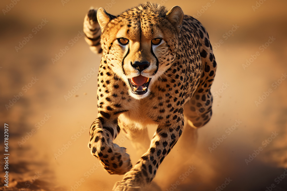 Obraz premium Running cheetah with motion blur background