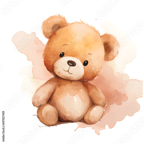 Watercolor Illustration set cute teddy bear
