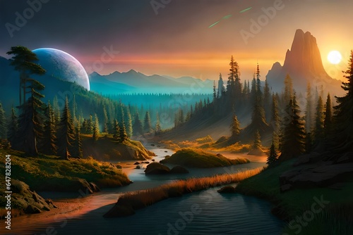 sunset in the mountains