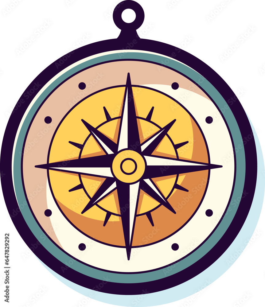 Compass Vector Flat Illustration. Perfect for different cards, textile, web sites, apps.