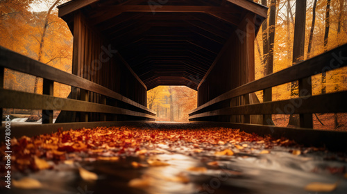 Covered bridge - fall - autumn - peak leaves season - fall foliage 